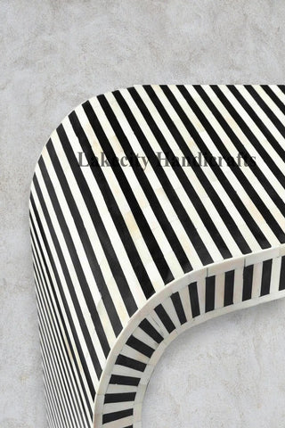 Bone Inlay Stripe Design Waterfall Coffee Table | Bone Inlay Stripe Design Waterfall Center Table