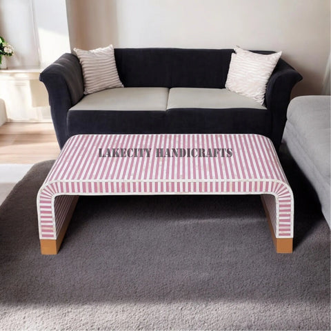 Bone Inlay Stripe Design Waterfall Coffee Table | Bone Inlay Stripe Design Waterfall Center Table