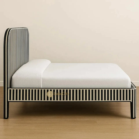 Bone Inlay Stripe Pattern Waterfall Bed Black