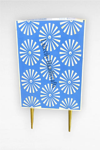 Bone Inlay Sun Design Media Console Blue | Entertainment Unit