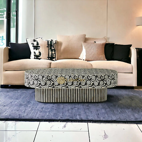 Bone Inlay Sun Flora Design Coffee Table | Bone Inlay Sun Flora Design Center Table