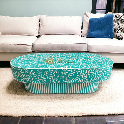 Bone Inlay Sun Flora Design Coffee Table | Bone Inlay Sun Flora Design Center Table