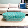 Bone Inlay Sun Flora Design Coffee Table Teal Green | Bone Inlay Center Table Oval Shape