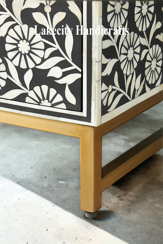 Lalita Bone Inlay Nightstand Black