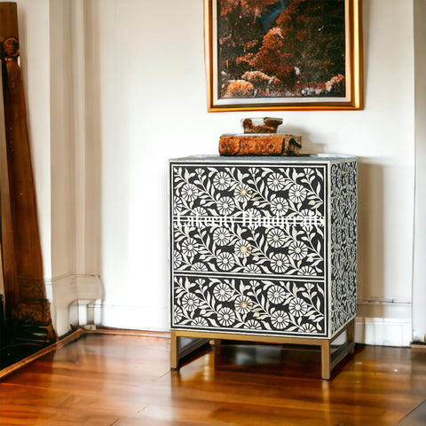 Lalita Bone Inlay Nightstand Black