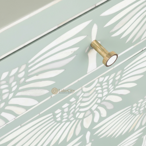 Bone Inlay Swan Design 4 Drawers & 4 Doors Sideboard Slate Green