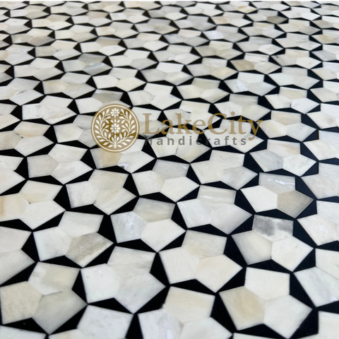 Emma Bone Inlay Targua Center Table Black | Bone Inlay Round Coffee Table