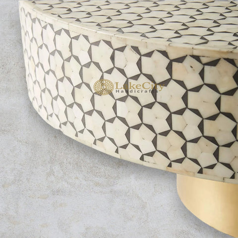 Bone Inlay Targua Design Round Coffee Table | Bone Inlay Targua Design Round Center Table