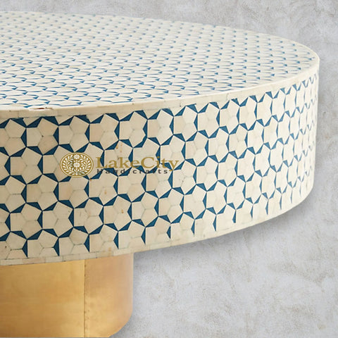 Bone Inlay Targua Design Round Coffee Table | Bone Inlay Targua Design Round Center Table