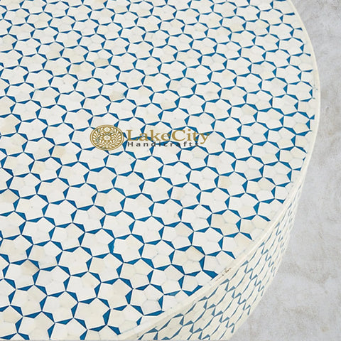 Bone Inlay Targua Design Round Coffee Table | Bone Inlay Targua Design Round Center Table