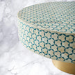 Bone Inlay Targua Design Round Coffee Table Teal Green | Bone Inlay Targua Design Round Center Table Teal Green