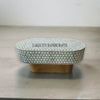 Bone Inlay Targua Design Oval Shape Coffee Table Teal Green | Bone Inlay Targua Design Oval Shape Center Table Teal Green