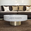 Bone Inlay Targua Design Round Coffee Table Black | Bone Inlay Targua Design Round Center Table Black