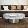 Bone Inlay Targua Design Round Coffee Table Black | Bone Inlay Targua Design Round Center Table Black