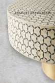 Bone Inlay Targua Design Round Coffee Table Black | Bone Inlay Targua Design Round Center Table Black