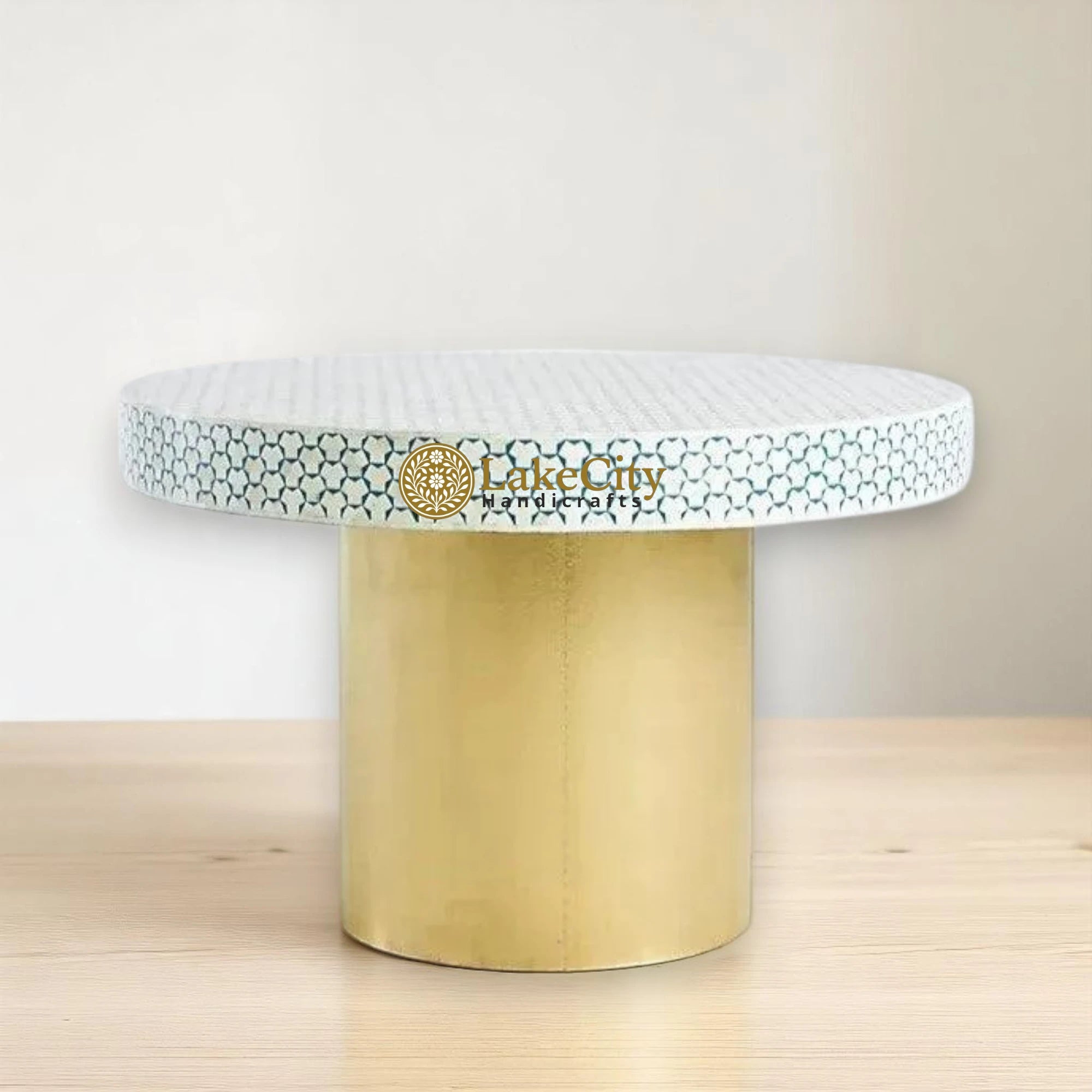 Bone Inlay Targua Design Round Dining Table Teal Green