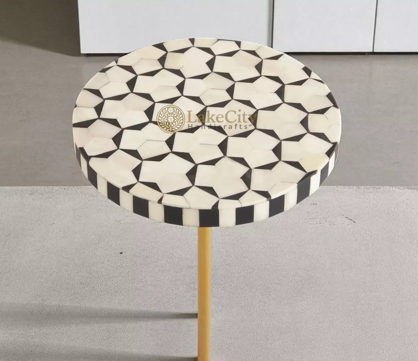 Targua Bone Inlay End Table Black