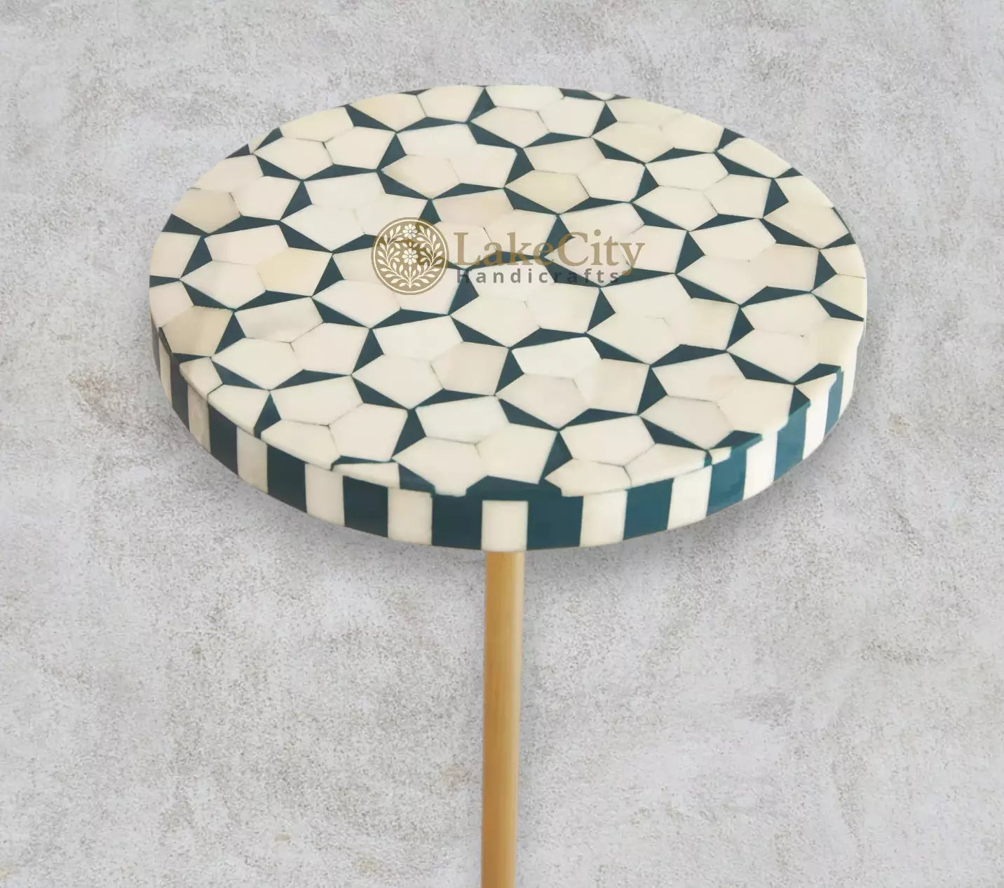 Targua Bone Inlay End Table Black