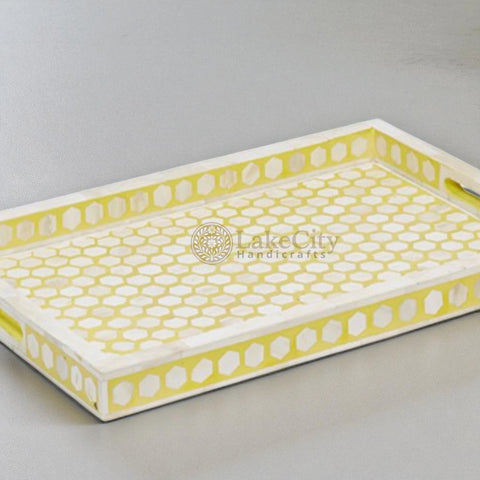 Bone Inlay Tray Inverse Hexagon Yellow