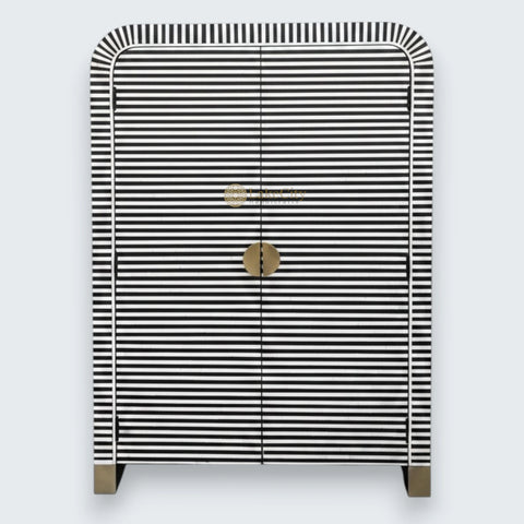 Bone Inlay Waterfall 2 Doors Almirah Black