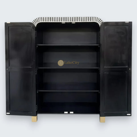 Bone Inlay Waterfall 2 Doors Almirah Black