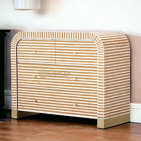 Bone Inlay Waterfall Stripe 4 Drawers Dresser Table | Bone Inlay Waterfall Stripe 4 Drawers Chest
