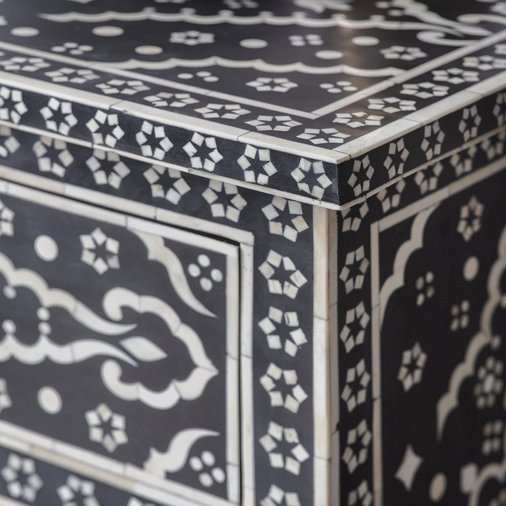 Bone Inlay Zahra Chest of Drawers Black 4
