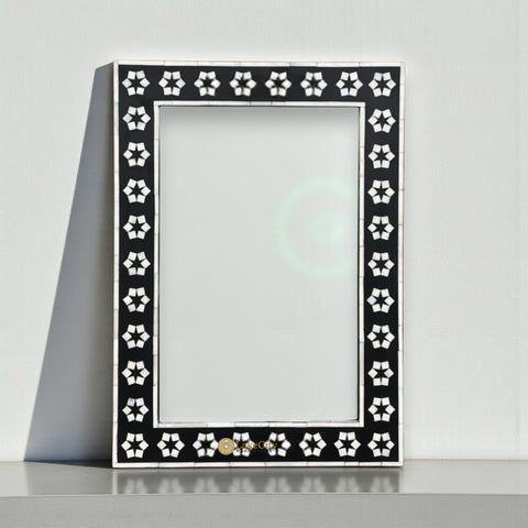 Bone Inlay Zahra Design Mirror Frame Black