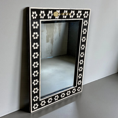 Bone Inlay Zahra Design Mirror Frame Black