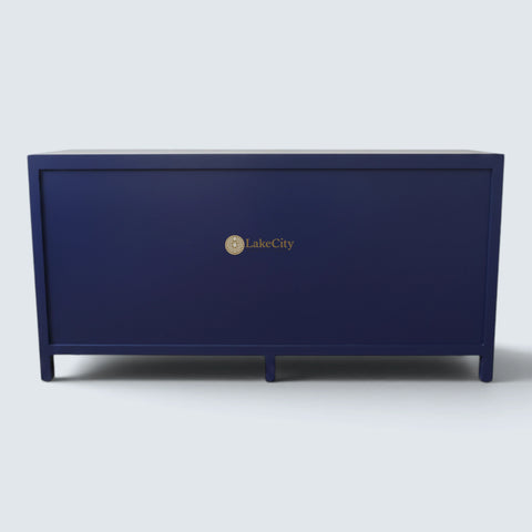 Bone Inlay Zebra Design 2 Doors & 4 Drawers Buffet Table Indigo Blue