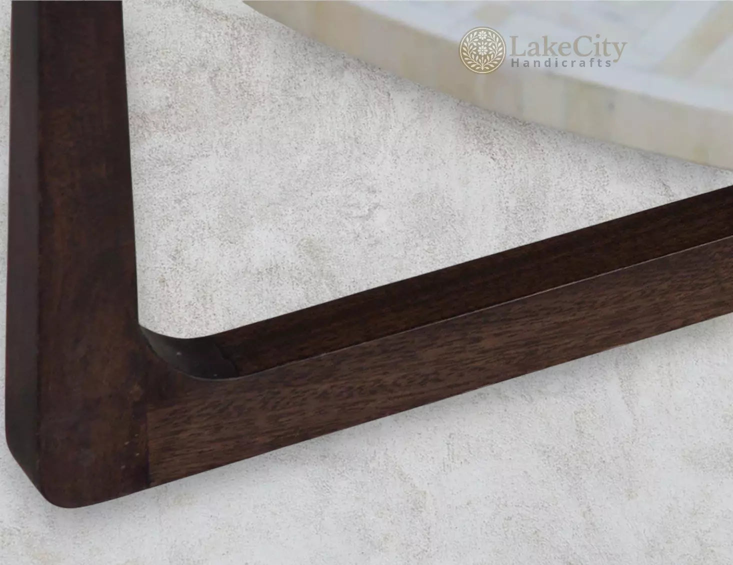 Bone Inlay Chevron Design Top Center Table With Polish Base