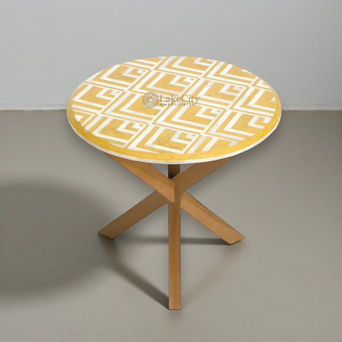 Bone Oak Side Table V Design Yellow