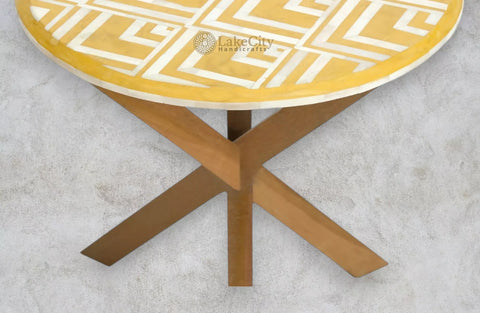 Bone Oak Side Table V Design Yellow