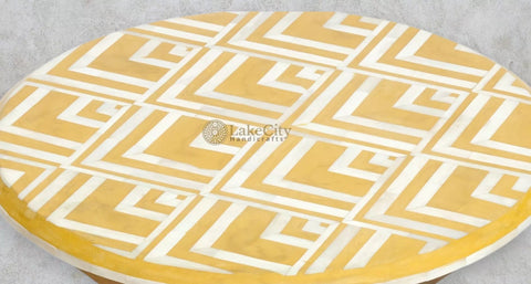 Bone Oak Side Table V Design Yellow