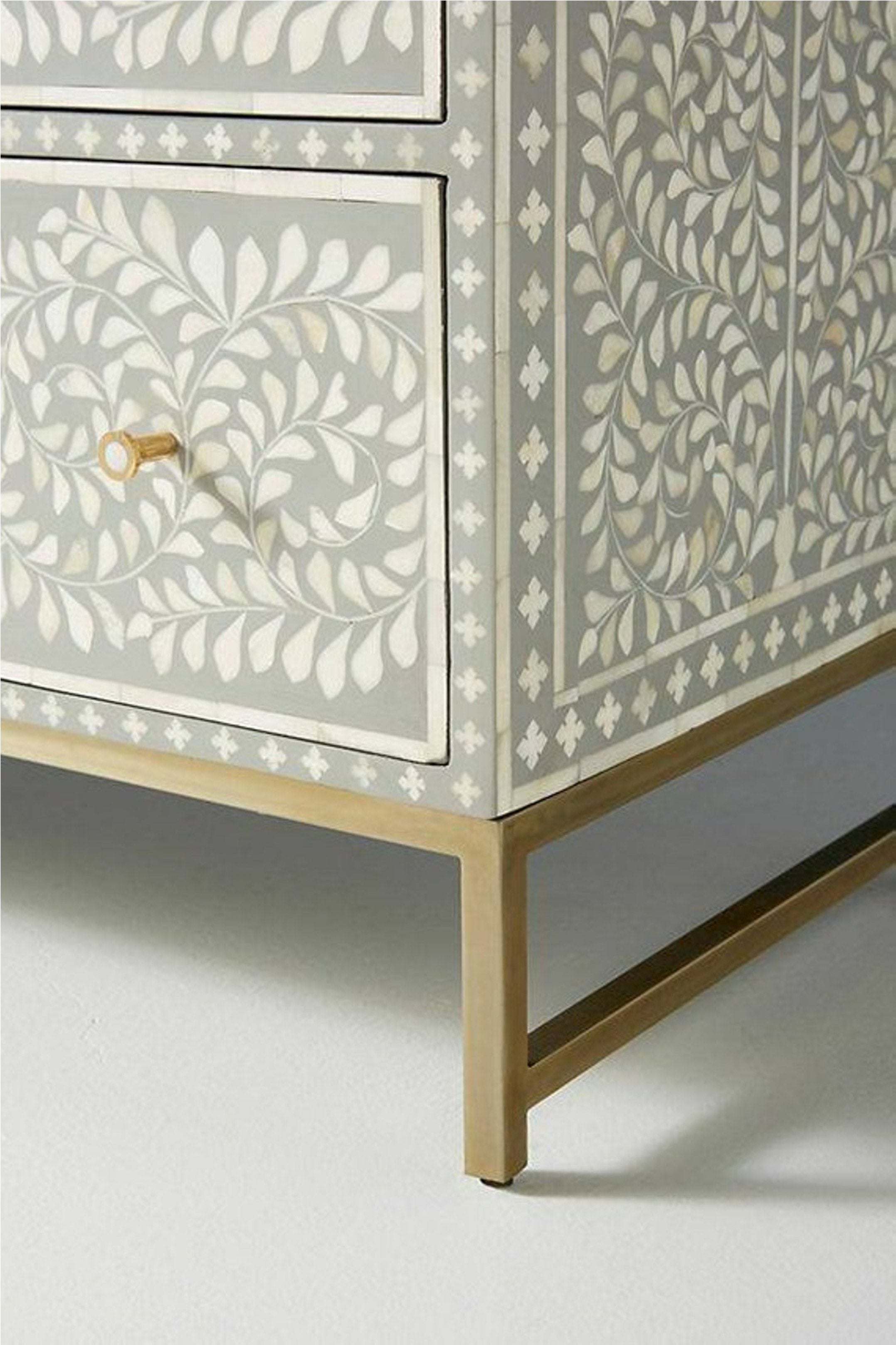 Bone Inlay Scroll-vine Design 6 Drawers Dresser Table | Bone Inlay Scroll-vine Design 6 Drawers Chest