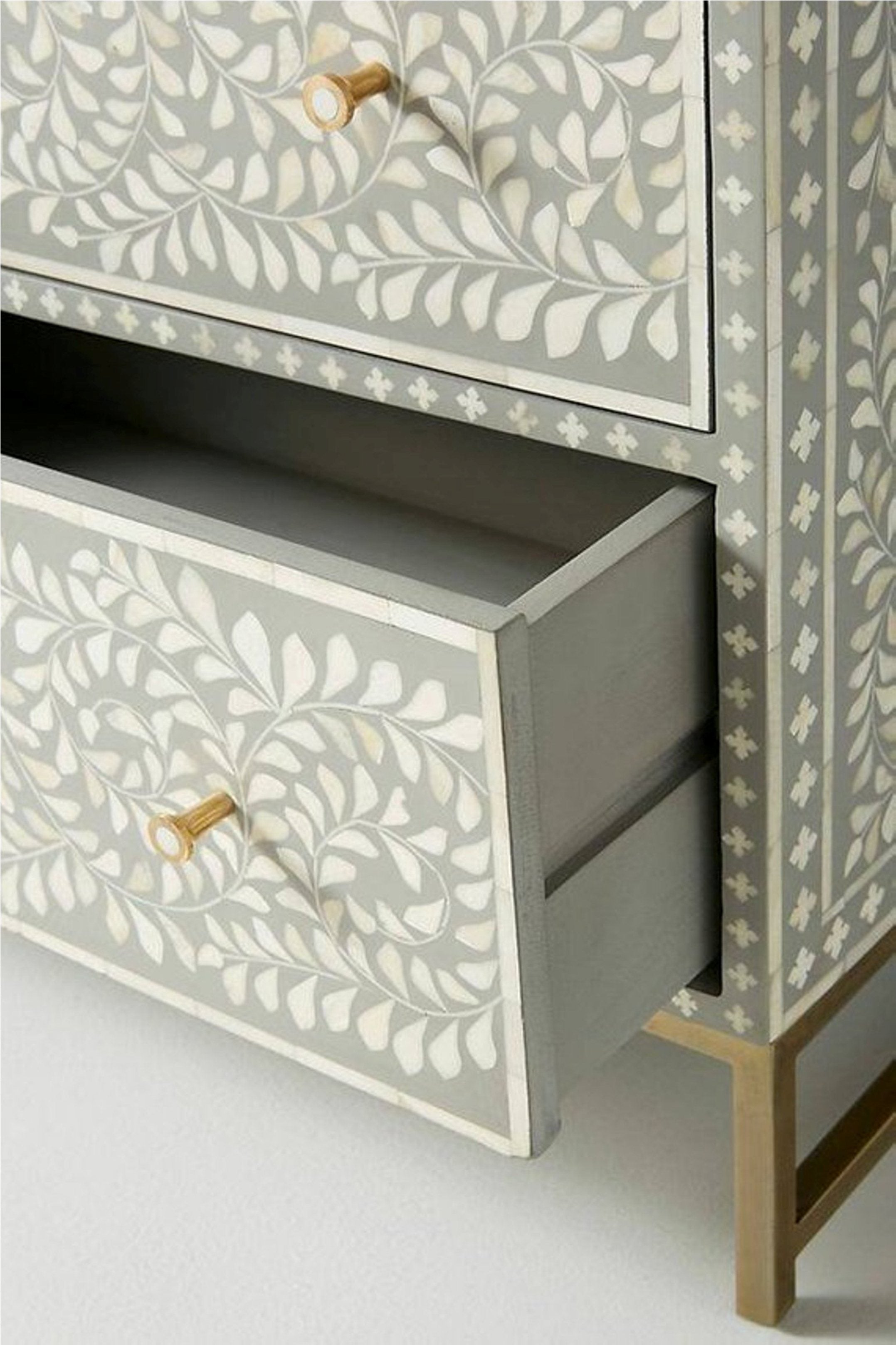 Bone Inlay Scroll-vine Design 6 Drawers Dresser Table | Bone Inlay Scroll-vine Design 6 Drawers Chest