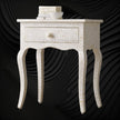 Bone Curved 1 Drawer Nightstand White 2