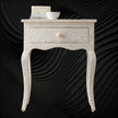 Bone Curved 1 Drawer Nightstand White 3