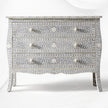 Bone Inlay Curved 3 Drawer Floral Dresser Grey 1