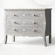Bone Inlay Curved 3 Drawer Floral Dresser Grey 2