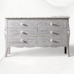Bone Inlay Curved 6 Drawer Floral Dresser Grey with Topper 5