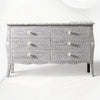 Bone Inlay Curved 6 Drawer Floral Dresser Grey with Topper 5