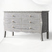 Bone Inlay Curved 6 Drawer Floral Dresser Grey with Topper 6