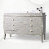 Bone Inlay Curved 6 Drawer Floral Dresser Grey with Topper 2