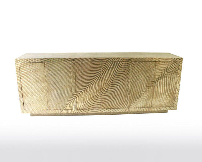 Wave Brass Credenza in Teak Wood 1