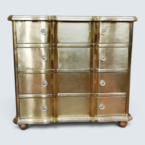 Brass Inlay 4 Drawers Of Chest