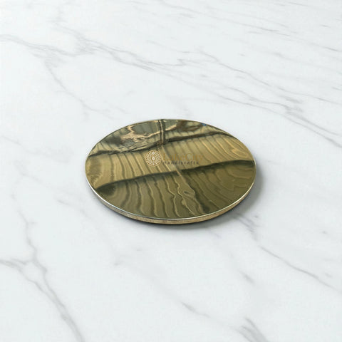 Brass and Bone Inlay Geometric Serving Tray Black