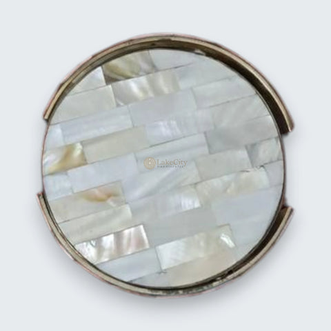 Lot de 6 sous-verres en laiton et incrustations de nacre