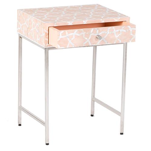 Fez Mother Of Pearl Inlay Side Cabinet - Pale Pink 4