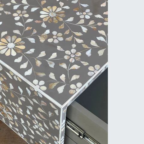 Carl MOP Inlay 2 Drawer Bedside Brownish Grey